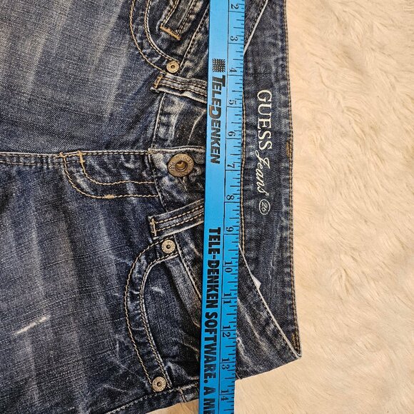 Guess Women's Blue Daredevil Boot Cut Stretch Distressed Embroidery Jeans 26 - Picture 5 of 13